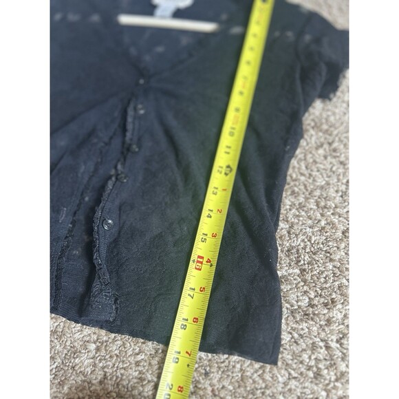 Vintage 90s Express Floral Lace Whimsical Goth Button Up Short Sleeve Sheer S/M - Picture 8 of 9